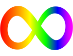 The neurodiversity symbol, a rainbow infinity symbol